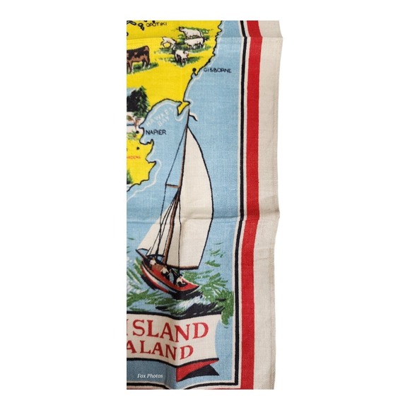 Pure Linen Fast Colours Kitchen Tea Towel New Zealand North Island Map 31x20 - Picture 3 of 16